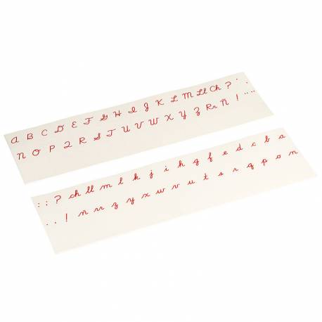 Alfabeto en tarjetas: cursiva rojo |  Nienhuis Montessori