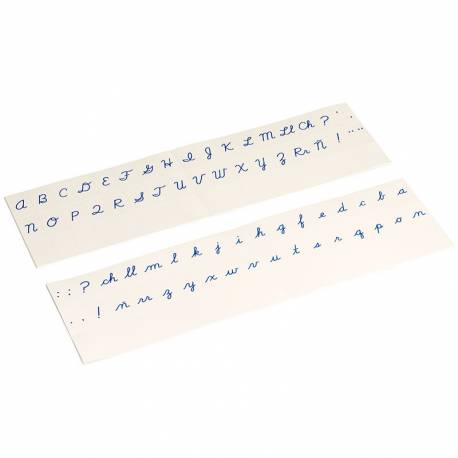 Alfabeto en tarjetas: cursiva azul |  Nienhuis Montessori