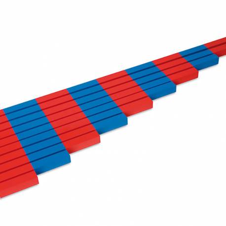 Barras numéricas rojas y azules | Escribir con Montessori - Nebulae