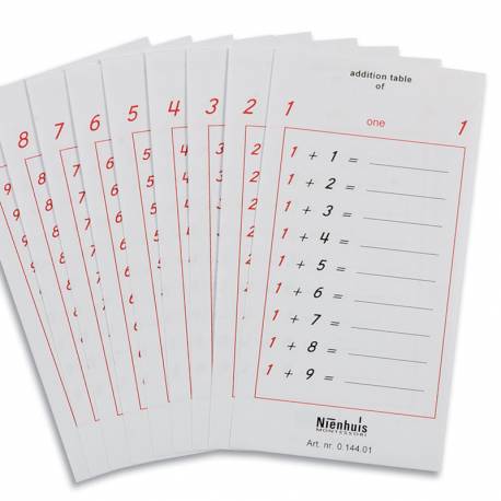 Hojas de ejercicio de suma | Nienhuis Montessori | Matemáticas Primaria