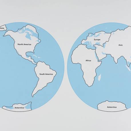 Hola de control en inglés | Mapa continentes | Nienhuis Montessori