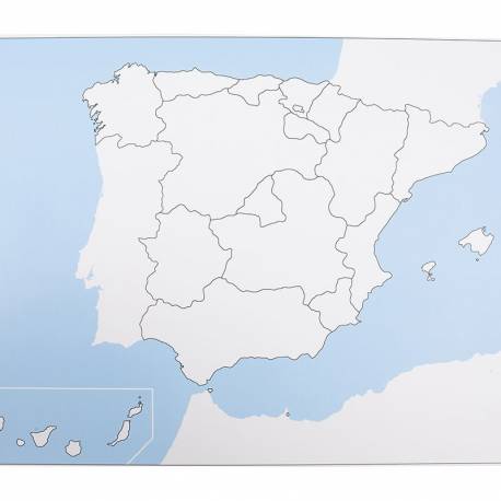 Lámina de control España (sin etiquetado) | Geografía Montessori - Nebulae