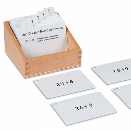 Tarjetas actividades - Tablero de división | Montessori Matemáticas